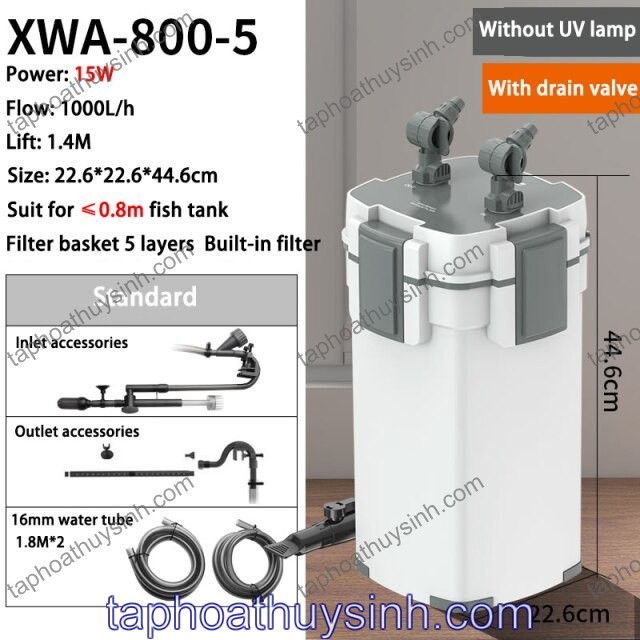 LỌC THÙNG SUNSUN XIAOLI XWA 800-5 với 5 khay vật liệu lọc LỌC THÙNG SUNSUN XIAOLI XWA 800-5 với 5 khay vật liệu lọc