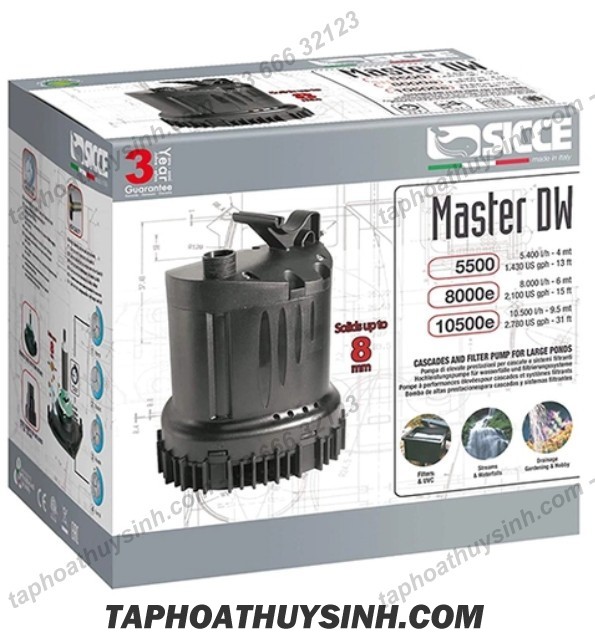 Máy bơm nước chìm HÚT ĐÁY - Sicce Master DW 10500 - 10500 l/h - 250W Máy bơm nước chìm HÚT ĐÁY - Sicce Master DW 10500 - 10500 l/h - 250W