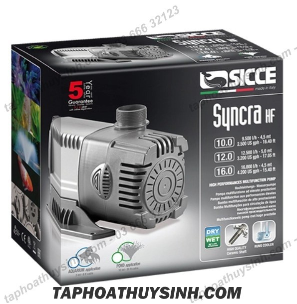Máy bơm nước - Sicce Syncra HF 10.0 - 9.500 l/h - 136W - BH 3 NĂM Máy bơm nước - Sicce Syncra HF 10.0 - 9.500 l/h - 136W - BH 3 NĂM